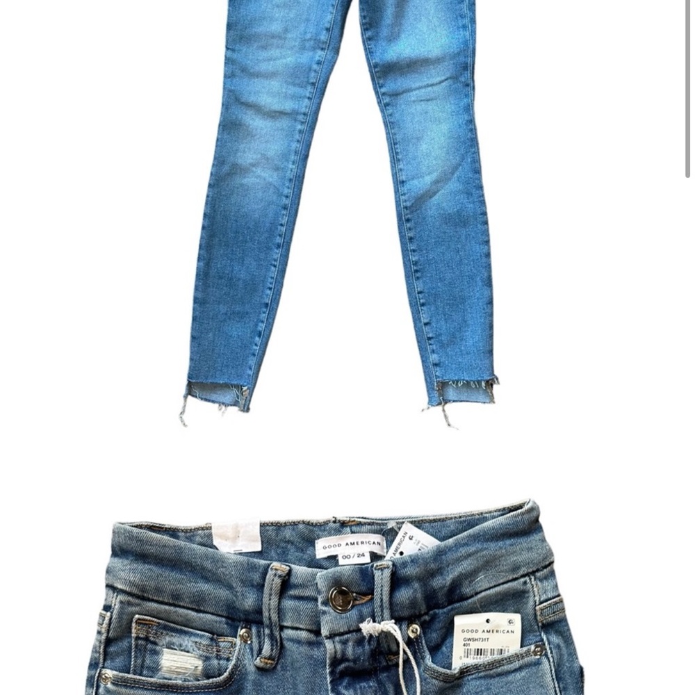 NWT Good American Good Waist Denim Jeans Step Hem Size 00/24